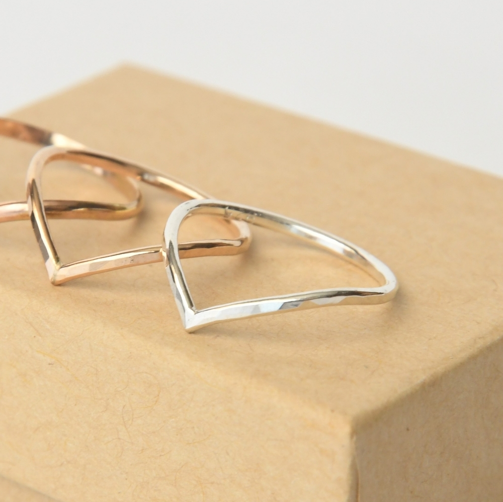 Do Not Purchase! Chevron Hammered Sterling Silver V-Shaped Ring Size 6